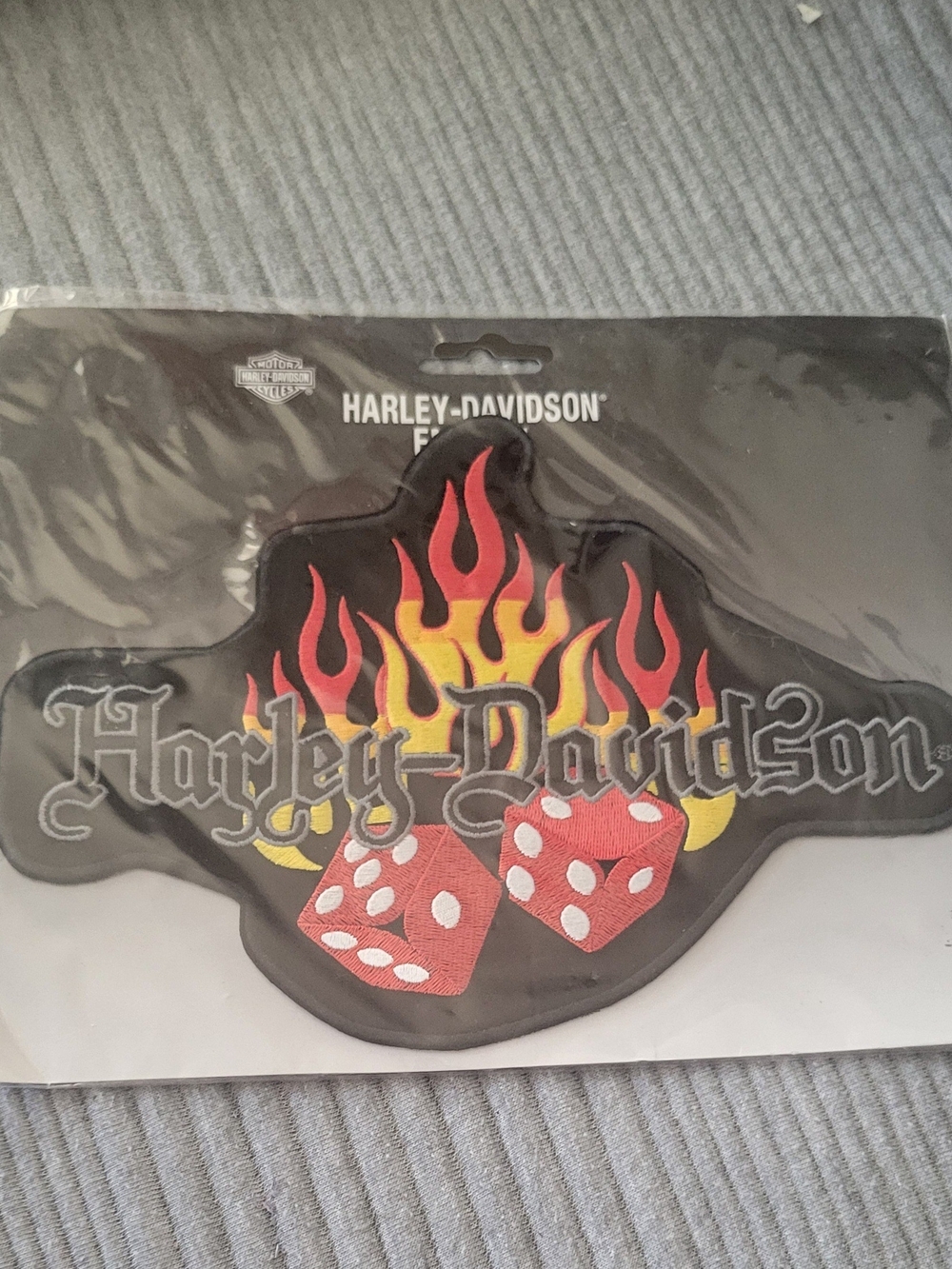 Harley-Davidson Flame & Dice Embroidered Patch - Black, Red, Yellow